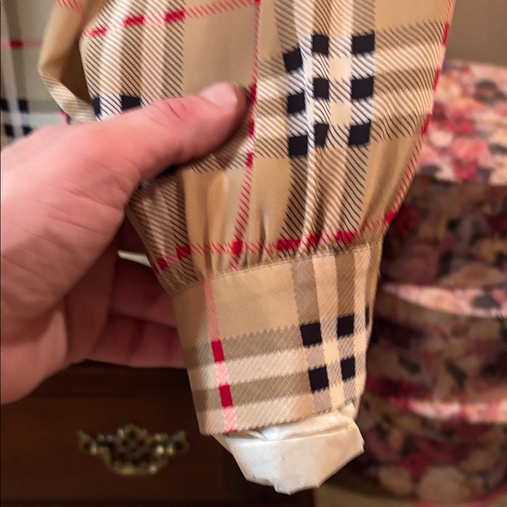 Burberry Tan and Black Plaid Wome button up Shirt - Picture 6 of 10